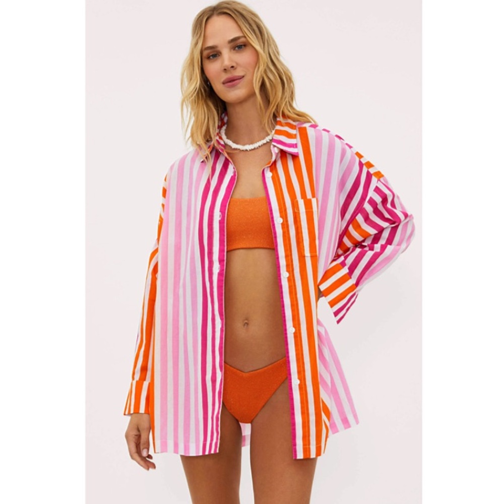 Beach Riot NWOT Alexa Sunset Stripe Oversized Coverup Top